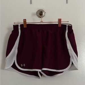 Under Armour Women's Burgundy and White Athletic Shorts